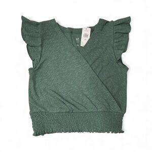 GAP Kids Girl V Neck Flutter Sleeves Wrap Top Green Size 10 NWT